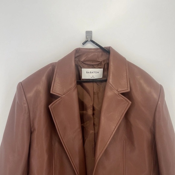 Babaton Jackets & Blazers - Babaton Smith Soft Vegan Leather Single Breasted Seamed Blazer Brown Black
